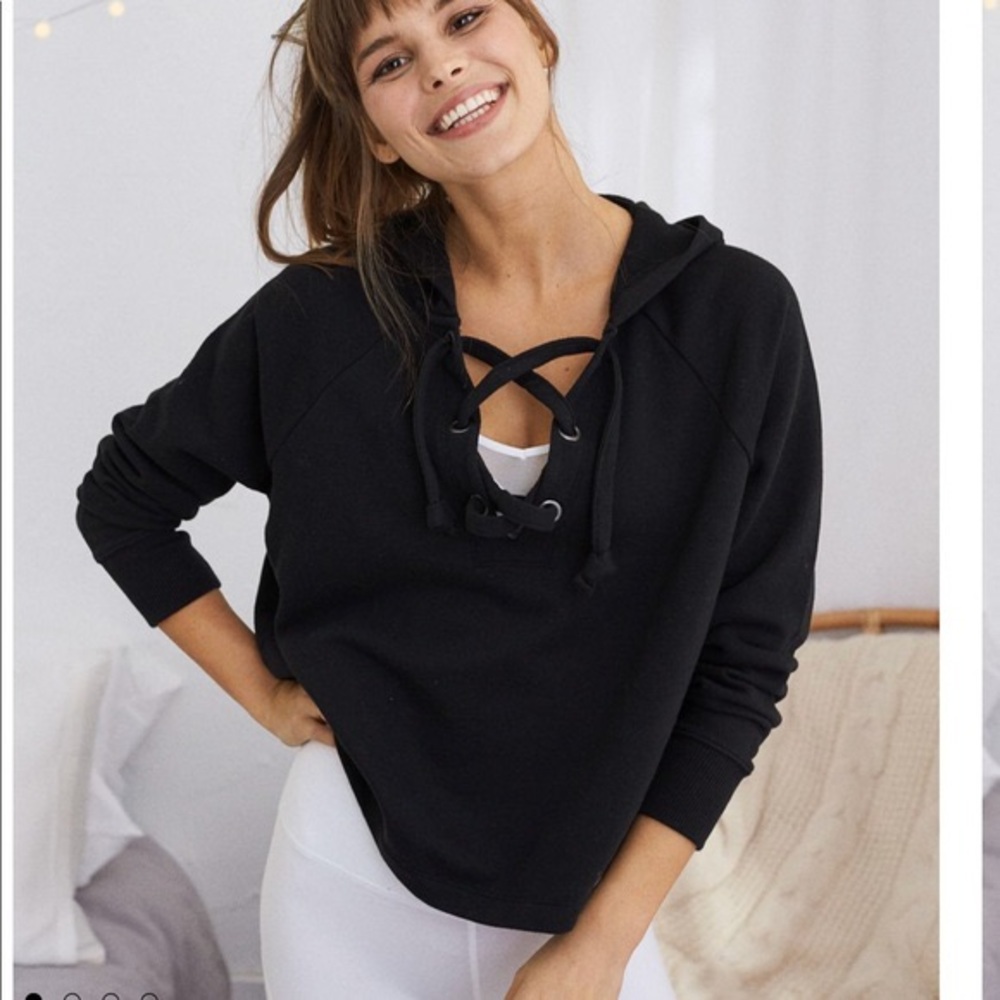 Aerie Black Lace up Hoodie